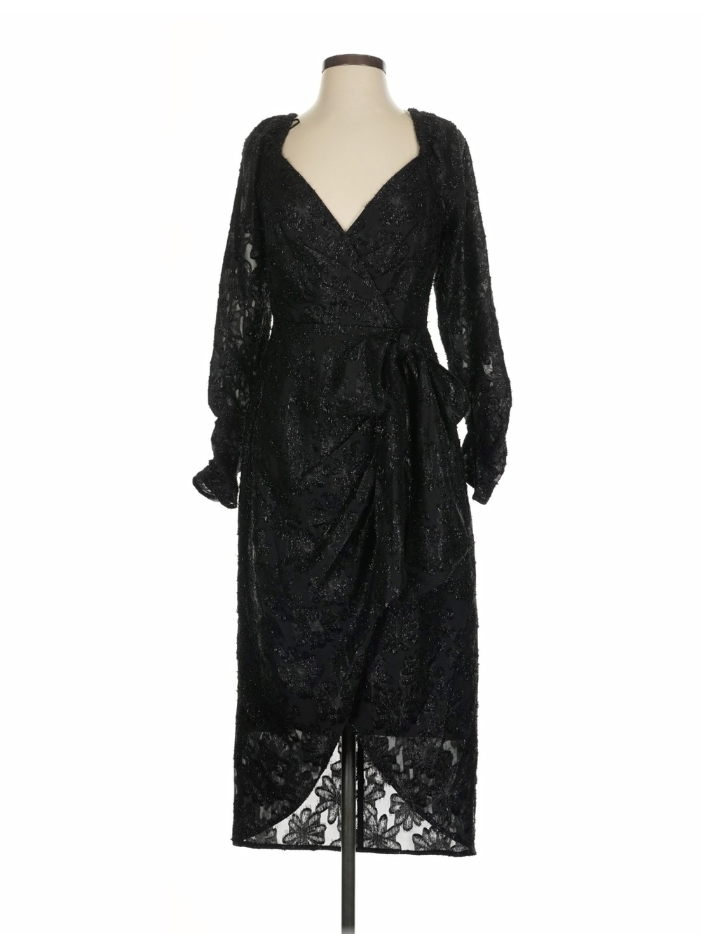 ASTR the Label Terese Metallic Floral Long Sleeve Cocktail Dress S Formal Weddin